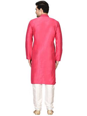Pink embroidered art silk kurta-pajama 2
