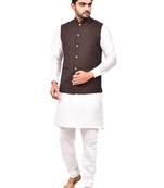 Fawn plain art silk  kurta-pajama