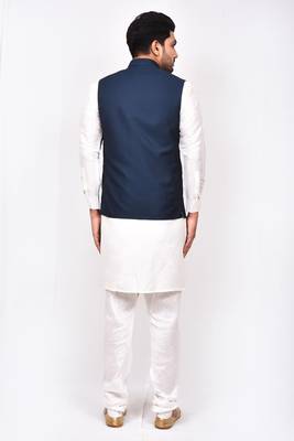 Fawn plain art silk  kurta-pajama 2