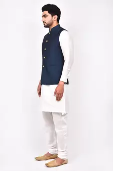 Fawn plain art silk  kurta-pajama