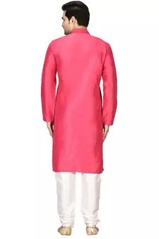 Red embroidered art silk  kurta-pajama