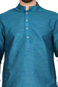 Green plain art silk dhoti-kurta