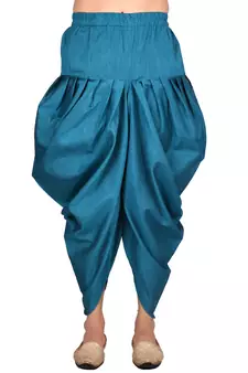Green plain art silk dhoti-kurta