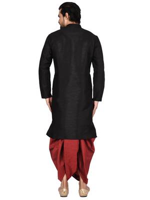 Black embroidered art silk  dhoti-kurta 3