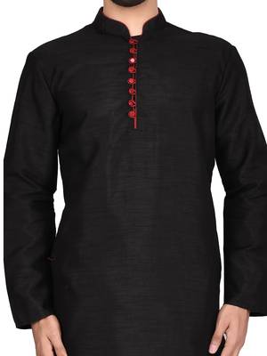 Black embroidered art silk  dhoti-kurta 4