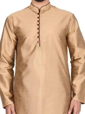 Gold plain art silk dhoti-kurta 5