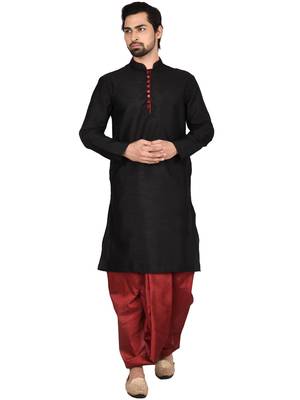 Black embroidered art silk  dhoti-kurta 5