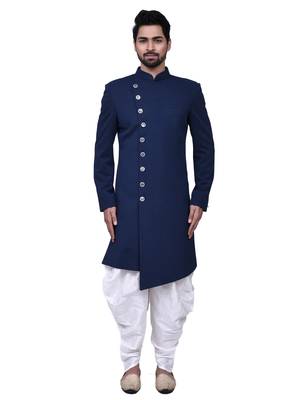 Black plain silk sherwani 1