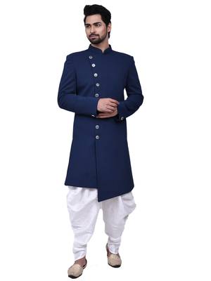 Black plain silk sherwani 2
