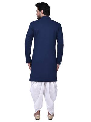 Black plain silk sherwani 3