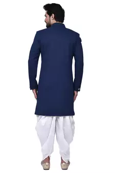 Black plain silk sherwani