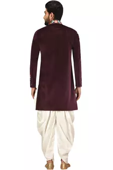 Blue embroidered silk sherwani