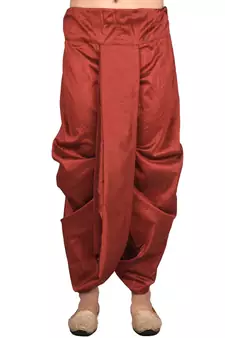Orange plain art silk dhoti-kurta
