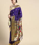 Blue woven paithani silk saree with blouse