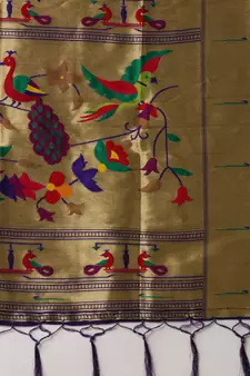 Blue woven paithani silk saree with blouse