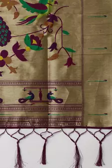 Wine woven paithani silk saree with blouse