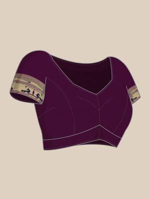 Wine woven paithani silk saree with blouse 5