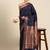 Navy blue woven paithani silk saree with blouse