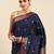 Navy blue woven paithani silk saree with blouse