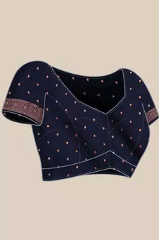 Navy blue woven paithani silk saree with blouse