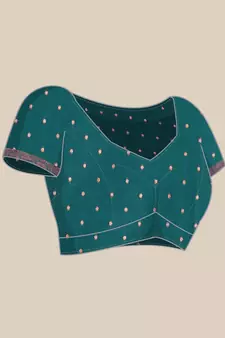Teal woven paithani silk saree with blouse