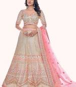 White color Soft Net base Lehenga Choli with Dupatta