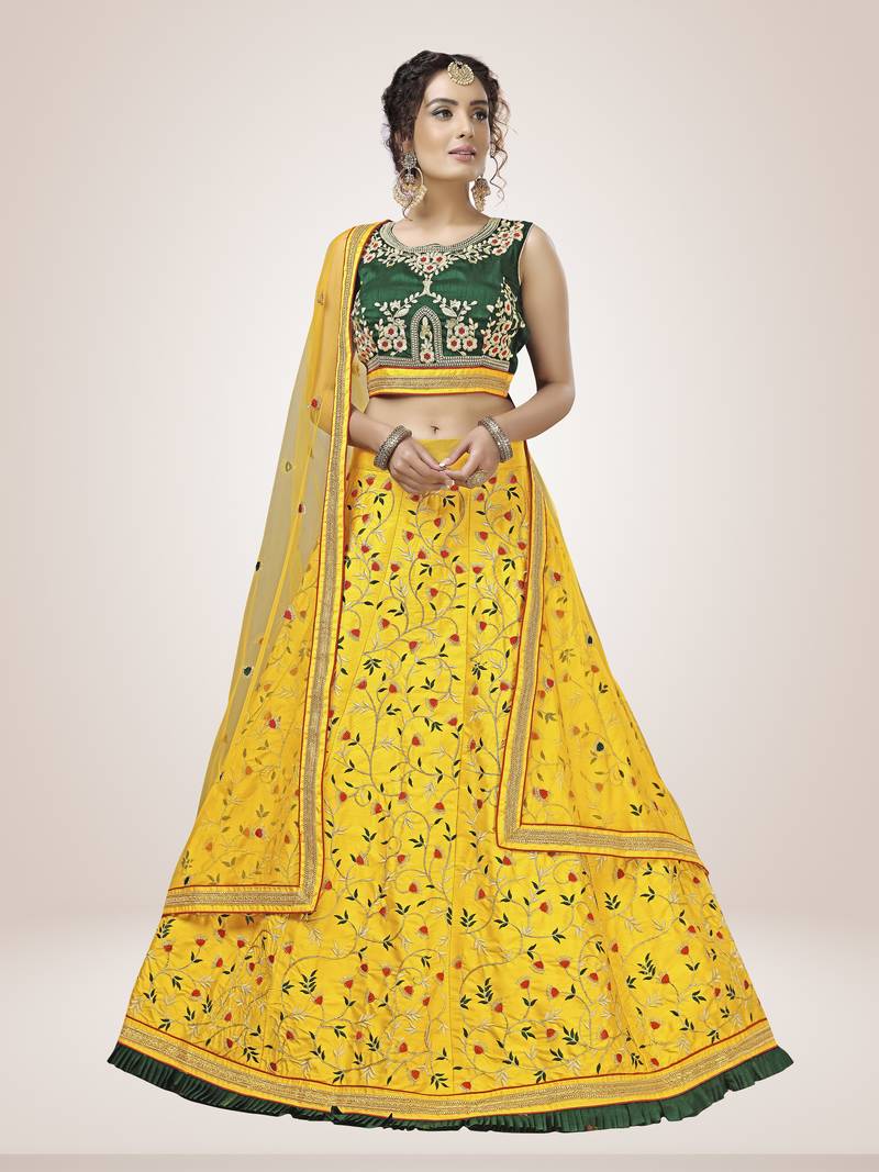 Yellow Lehenga style Suit Semi-Stitched Lehenga Choli main image 0