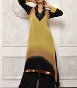 Black embroidered georgette kurta &-sets