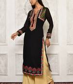 Black embroidered georgette kurta &-sets