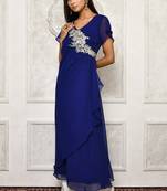 Blue embroidered georgette kurta &-sets