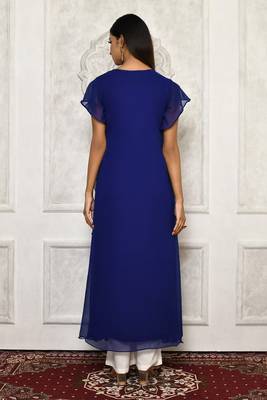 Blue embroidered georgette kurta &-sets 4