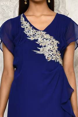 Blue embroidered georgette kurta &-sets 5