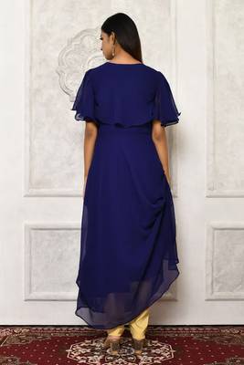 Blue embroidered georgette kurta &-sets 4