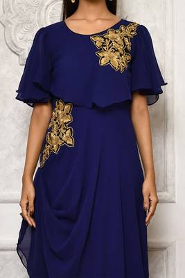 Blue embroidered georgette kurta &-sets 5