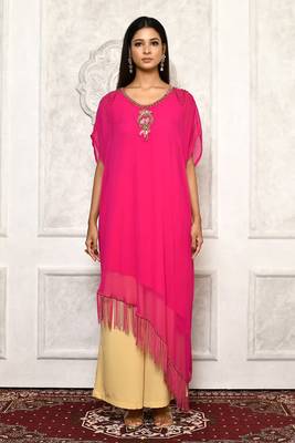 Pink embroidered georgette kurta &-sets 2