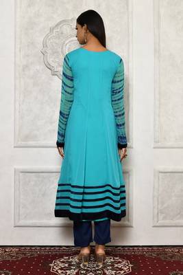 Light-sea-green embroidered georgette kurta &-sets 4