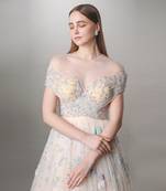 Peach And Blue Ombre Ball Gown 