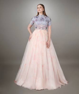 Blue And Pink Shaded Ball Gown  1