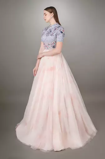 Blue And Pink Shaded Ball Gown 