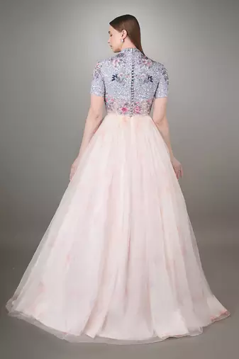 Blue And Pink Shaded Ball Gown 
