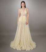 Yellow Bodysuit Applique Texture Gown