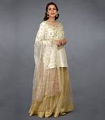 Ivory-Gold Zari Beads & Sequin Embroidered Sharara Suit