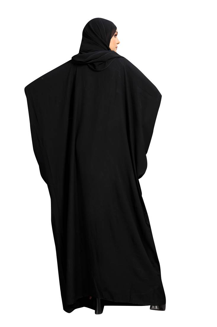 Khadija Fashion, Designer Neack Dubai Abaya|Burqa, Fashionable Look, Black Colour, Pack Of 2