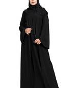 Khadija Fashion, Front Open Embroidery Stonework Dubai Stylish , Abaya|Burqa,  Classic Look, Black Colour, Pack Of 2