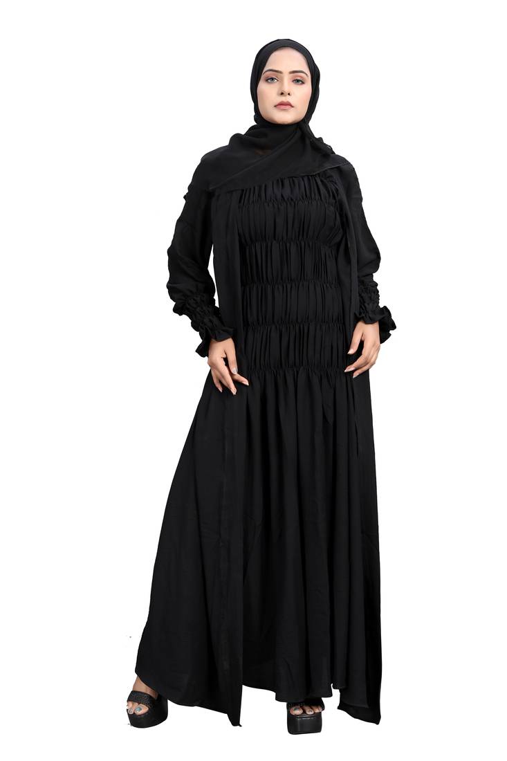 Khadija Fashion, Very Nice  Front Open, Abaya|Burqa|Maxi|Out Fit  Marvellous Look, Black Colour, Pack Of 2