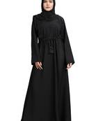 Khadija Fashion, Modest Abaya|Burqa With String On Waist, Trendy Look, Black Colour, Pack Of 2