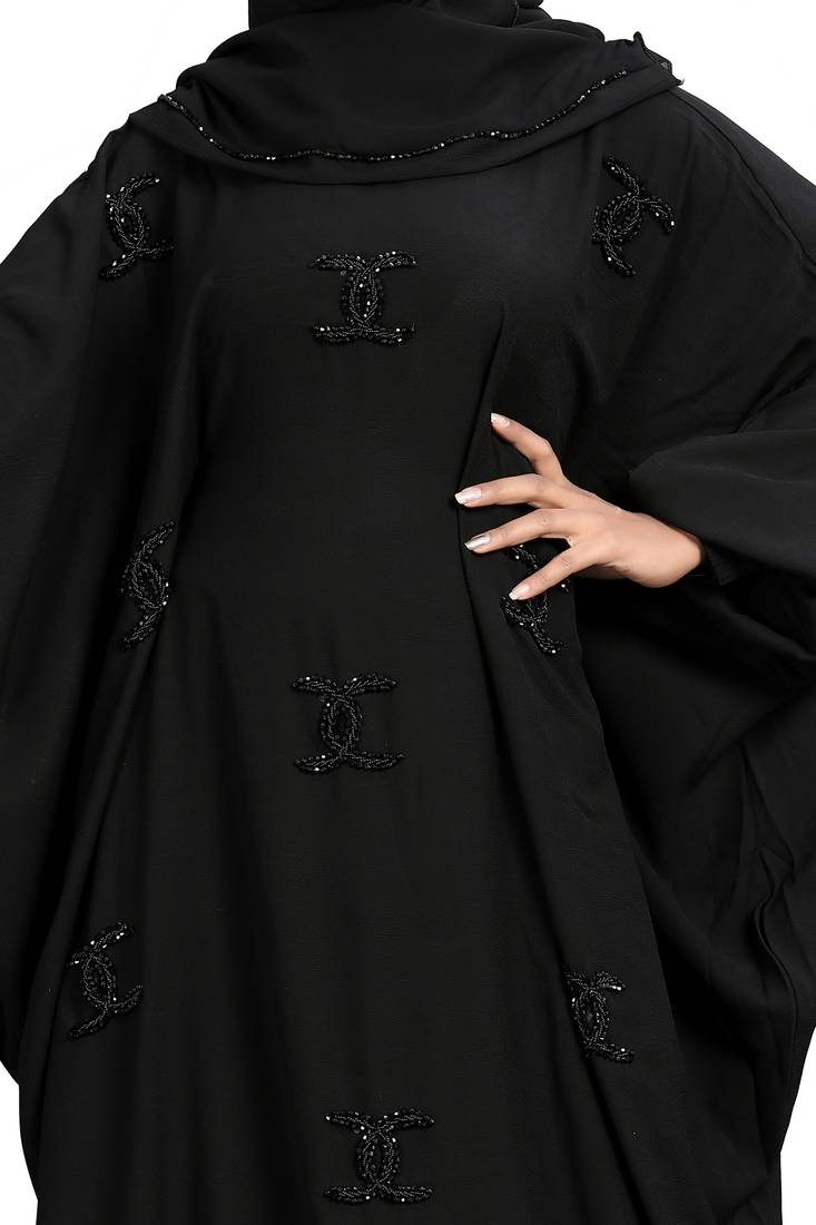 Khadija Fashion, Traditional Abaya|Burqa For Women, Handmade X Shap Work,  Classic Look, Black Colour, Pack Of 2
