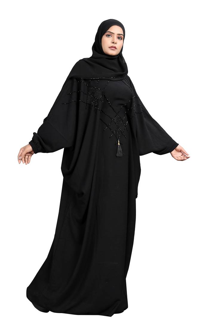 Khadija Fashion, Traditional And Stylish Dubai Abaya For Womens And Girls, Classic Look, Black Colour, Pack Of 2