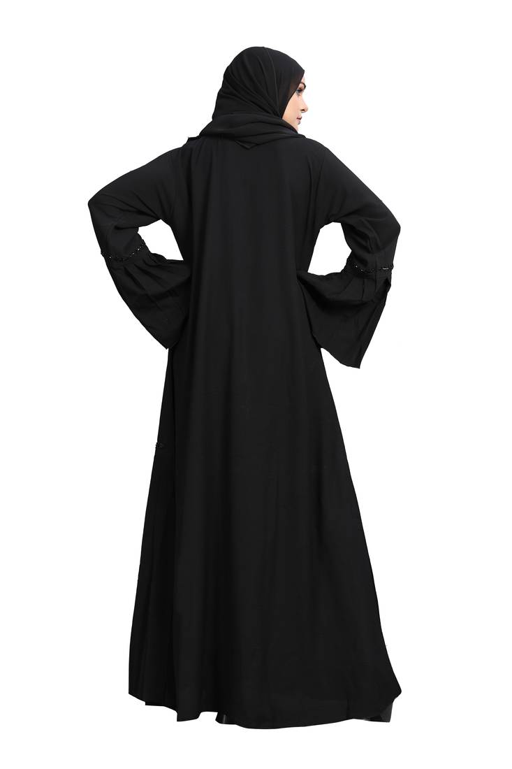 Khadija Fashion, Frill Pattern Handmade Work Abaya|Burqa For Women And Girls, Fashionable Look, Black Colour, Pack Of 2