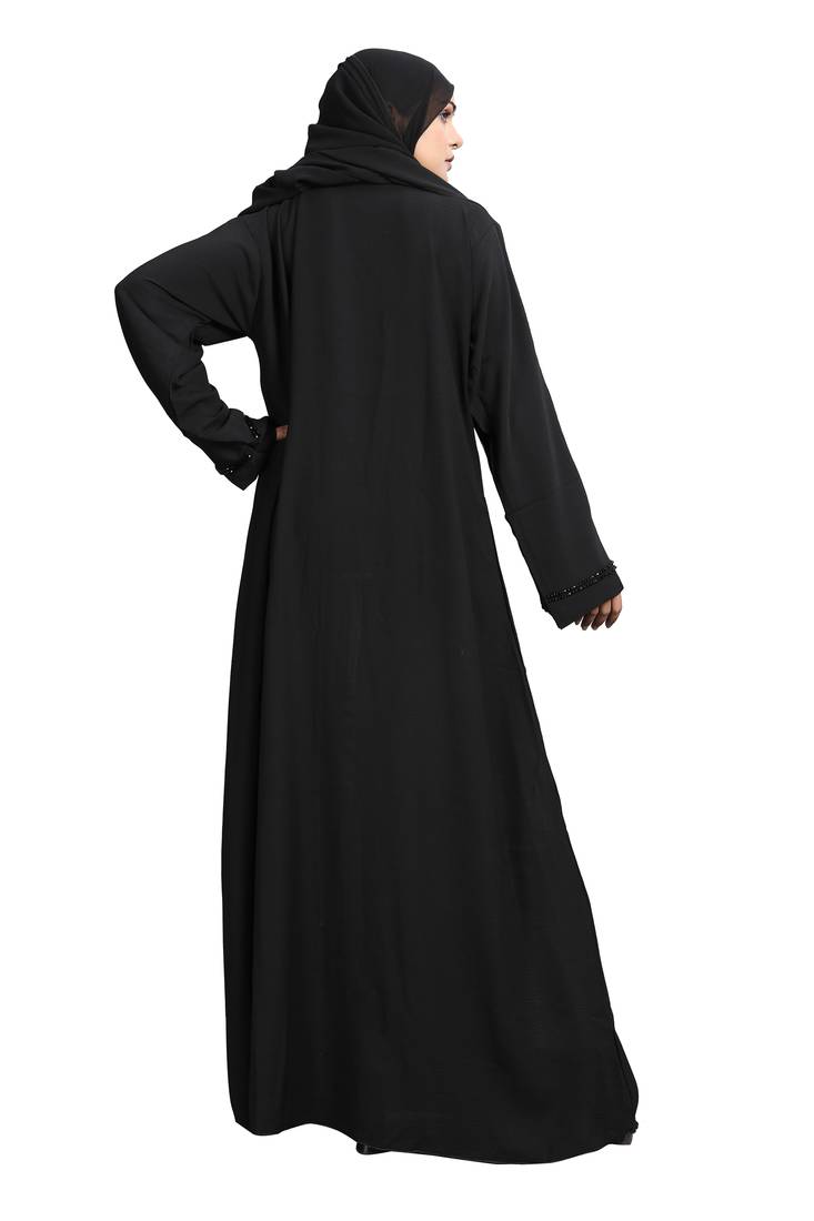 Khadija Fashion, Zig Zag Pattern Abaya|Burqa For Women And Girls, Glory Look, Black Colour, Pack Of 2